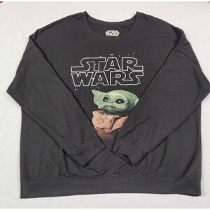 Star Wars The Mandalorian Grogu (Baby Yoda) Graphic Black Sweatshirt Women's XXL